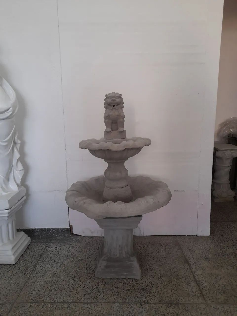 Fonte leão chinês de cimento para jardim