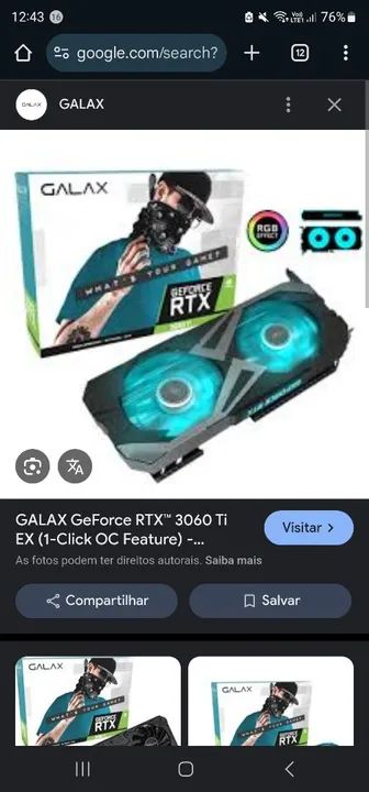 Placa de video RTX 3060 Ti EX Galax - Foto 6