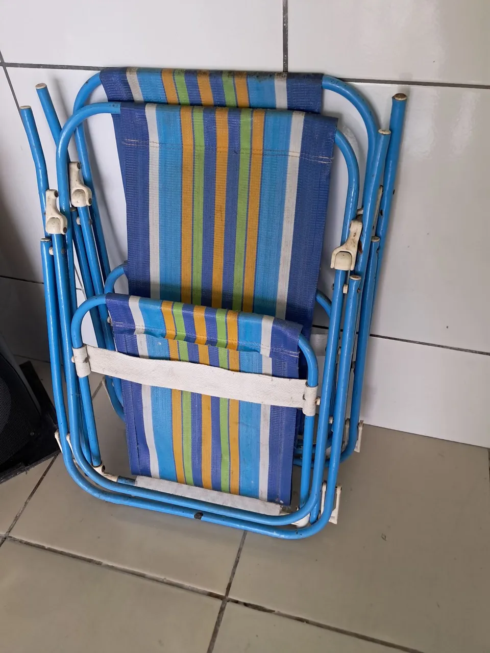 Cadeira de Praia Dobrável Listrada Azul