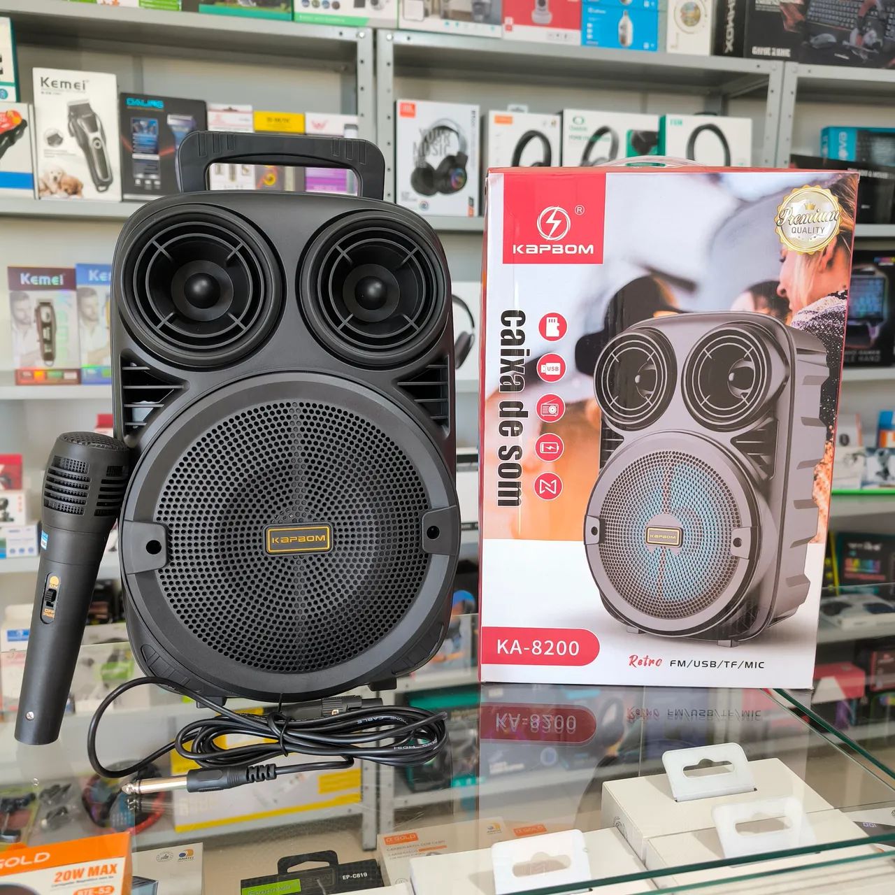 Caixa de Som Bluetooth Portátil Com Microfone 