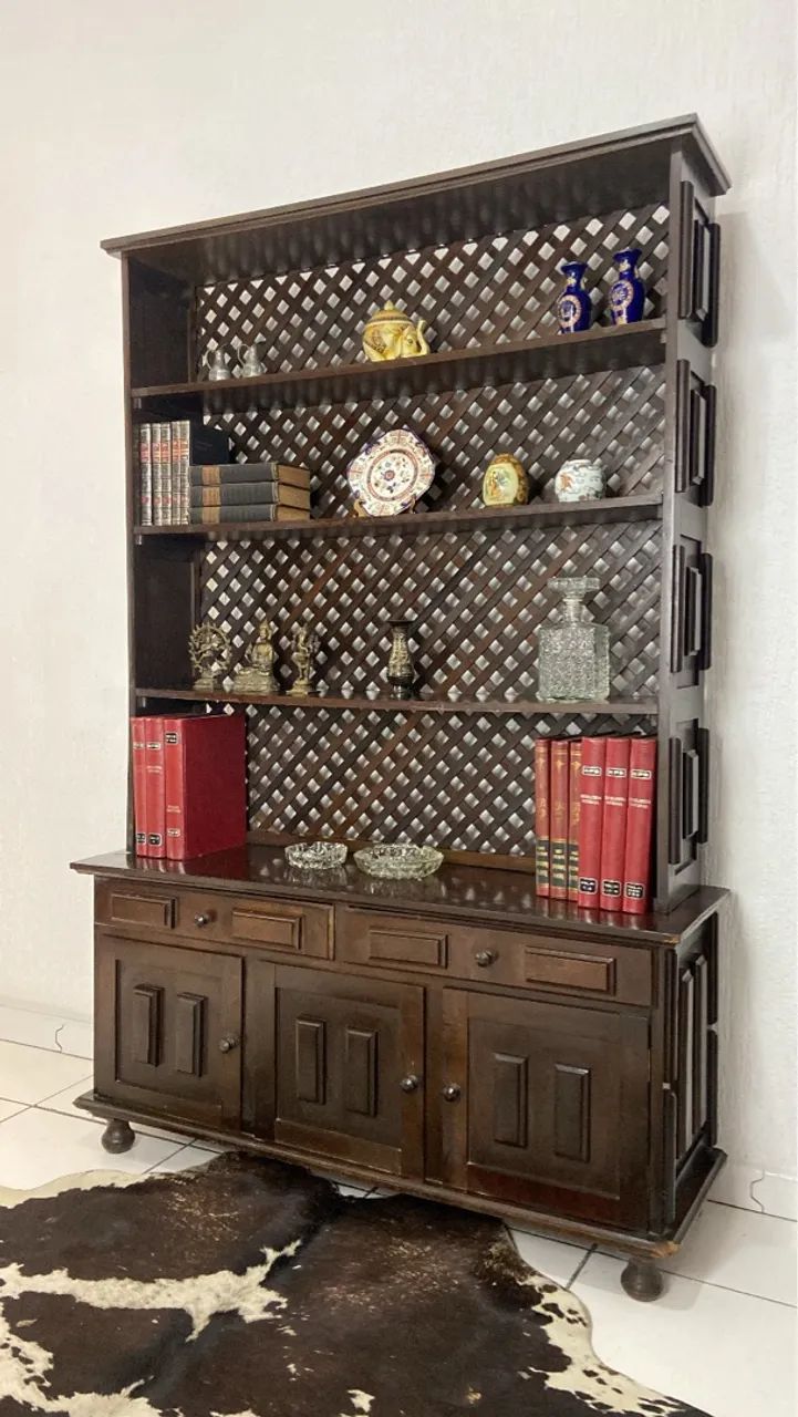 Estante Cristaleira Madeira Maciça  - Imbuia - Foto 2