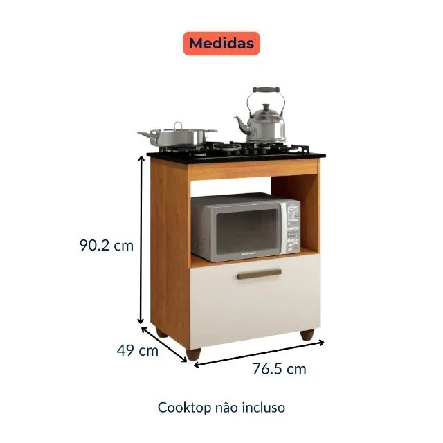 Armário para cooktop 4 bocas - cinamomo com off - Foto 3