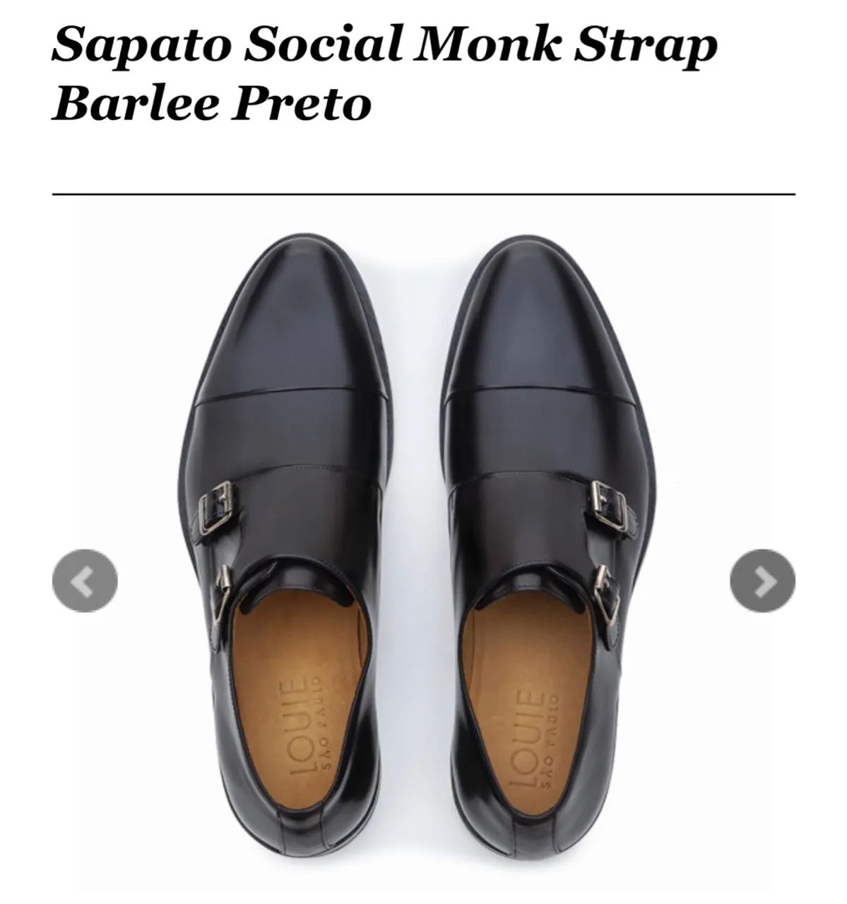 Sapato Social Monk Strap Preto LOUIE