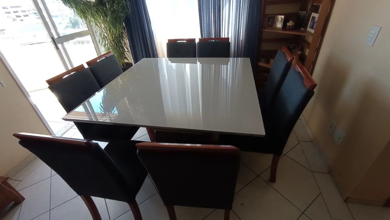 Mesa de Jantar Branca com Tampo de Vidro - Foto 5