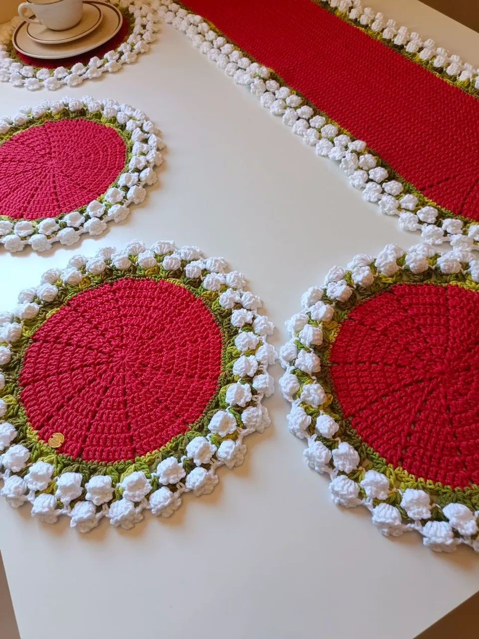 Jogo americano de crochê + trilho - Foto 6