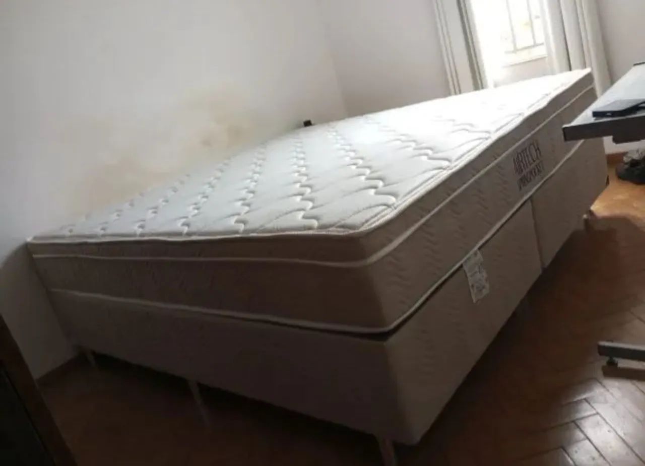 Cama Box QUEEM 158x198 Base + Colchão Ortobom Molas Ensacadas 