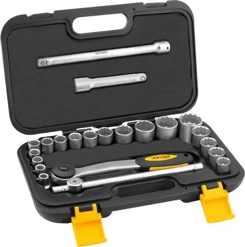 Jogo de Soquete Estriado 1/2 com 22 Peças - Vonder 