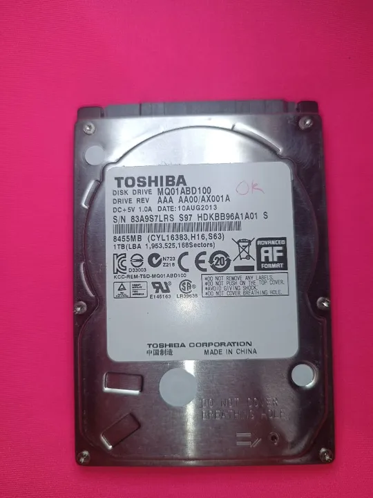 HD 1TB Toshiba MQ01ABD100 7200 RPM SATA 3.5