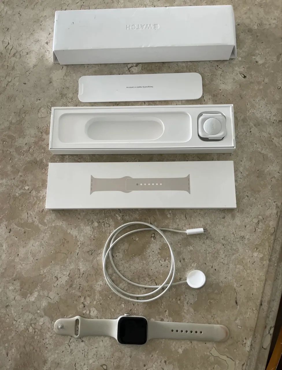 Apple Watch Series 7 45mm Alumínio Gps+cellular Sports Band Branco Starlight  - Foto 4