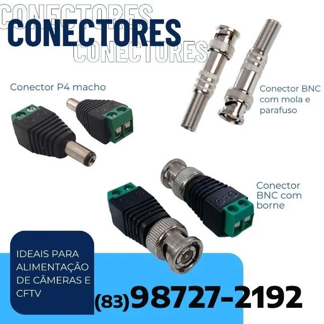 conectores ideais para a alimentação de sua câmera e CFTV.