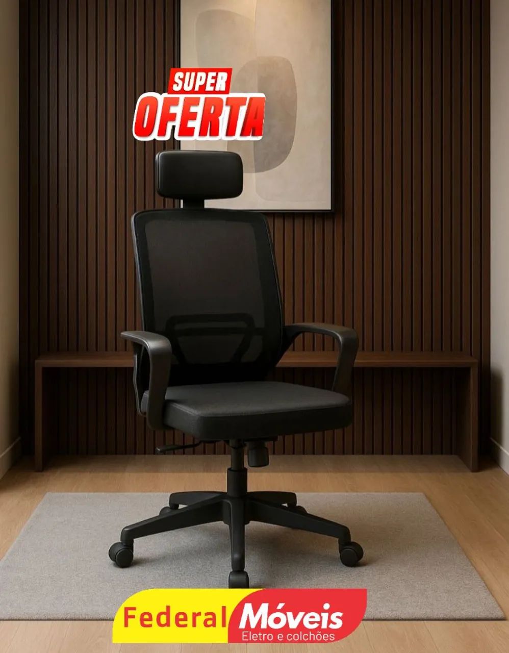 Cadeira Giratória Presidente Preta - Design moderno, conforto e resistência!