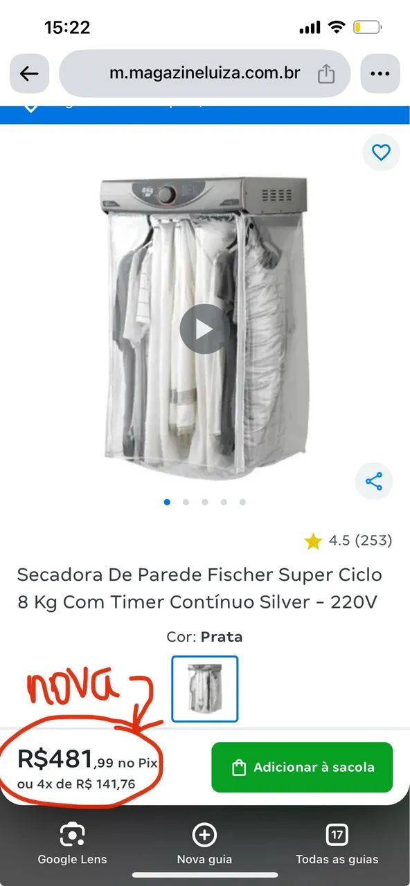 Secadora de parede Fisher 8kg SuperCiclo - Foto 5