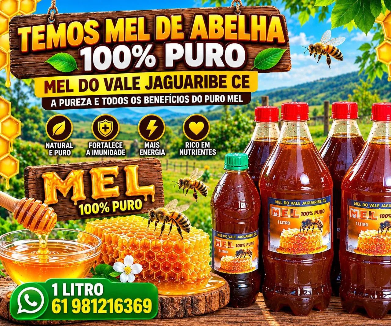 Mel De Abelha Puro e Natural 