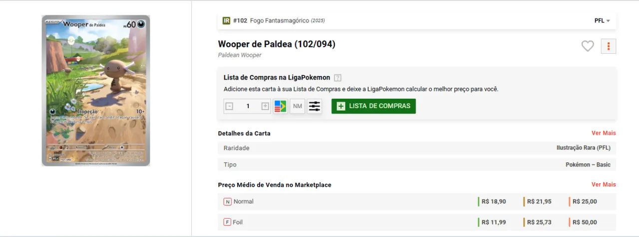 CARTA POKÉMON   Wooper de Paldea (102/094)FOIL - Foto 5