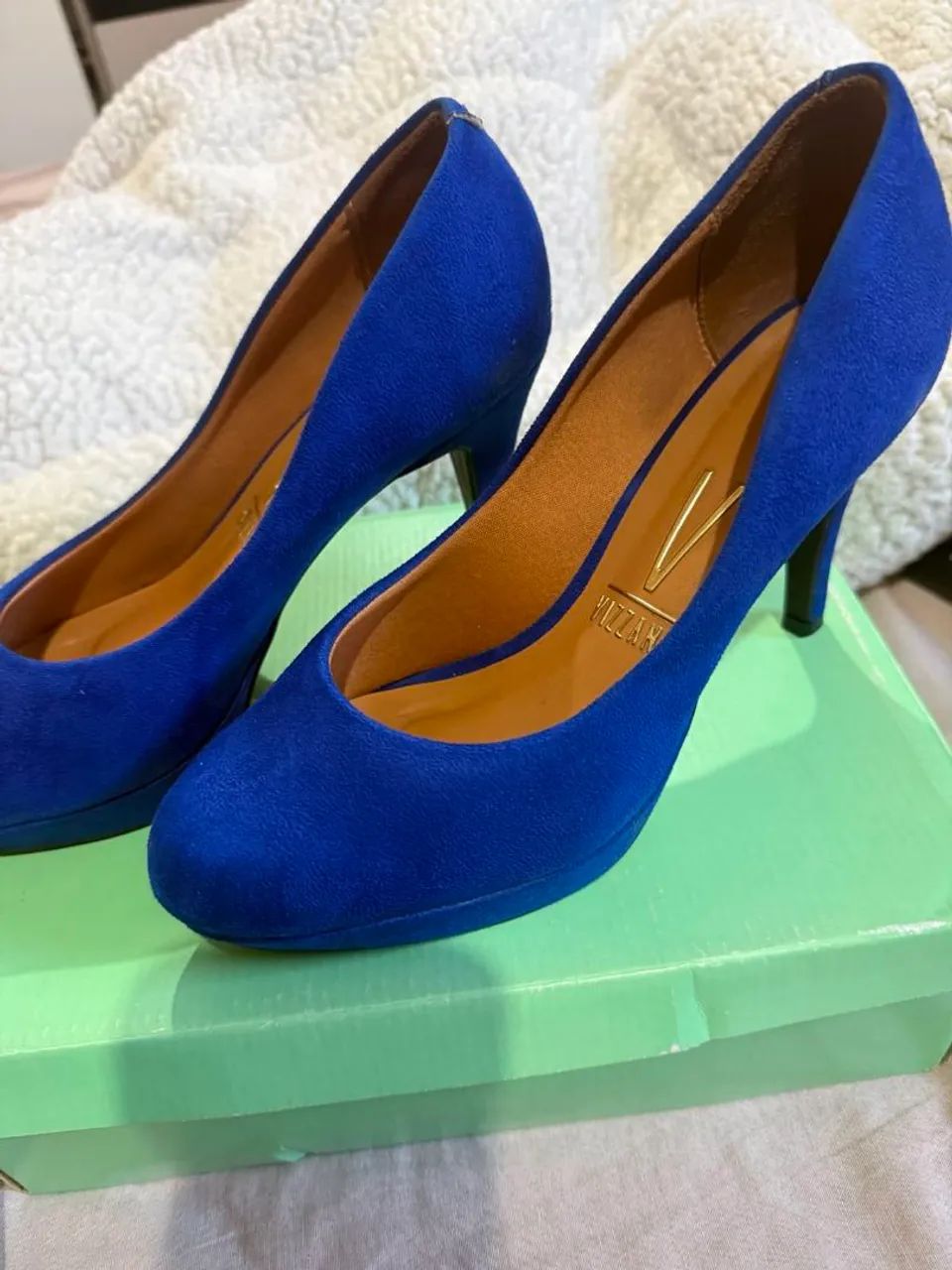 Scarpin meia pata vizzano azul 37 - Foto 5