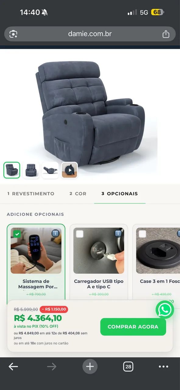 Poltrona reclinável Damie com massagem  - Foto 2