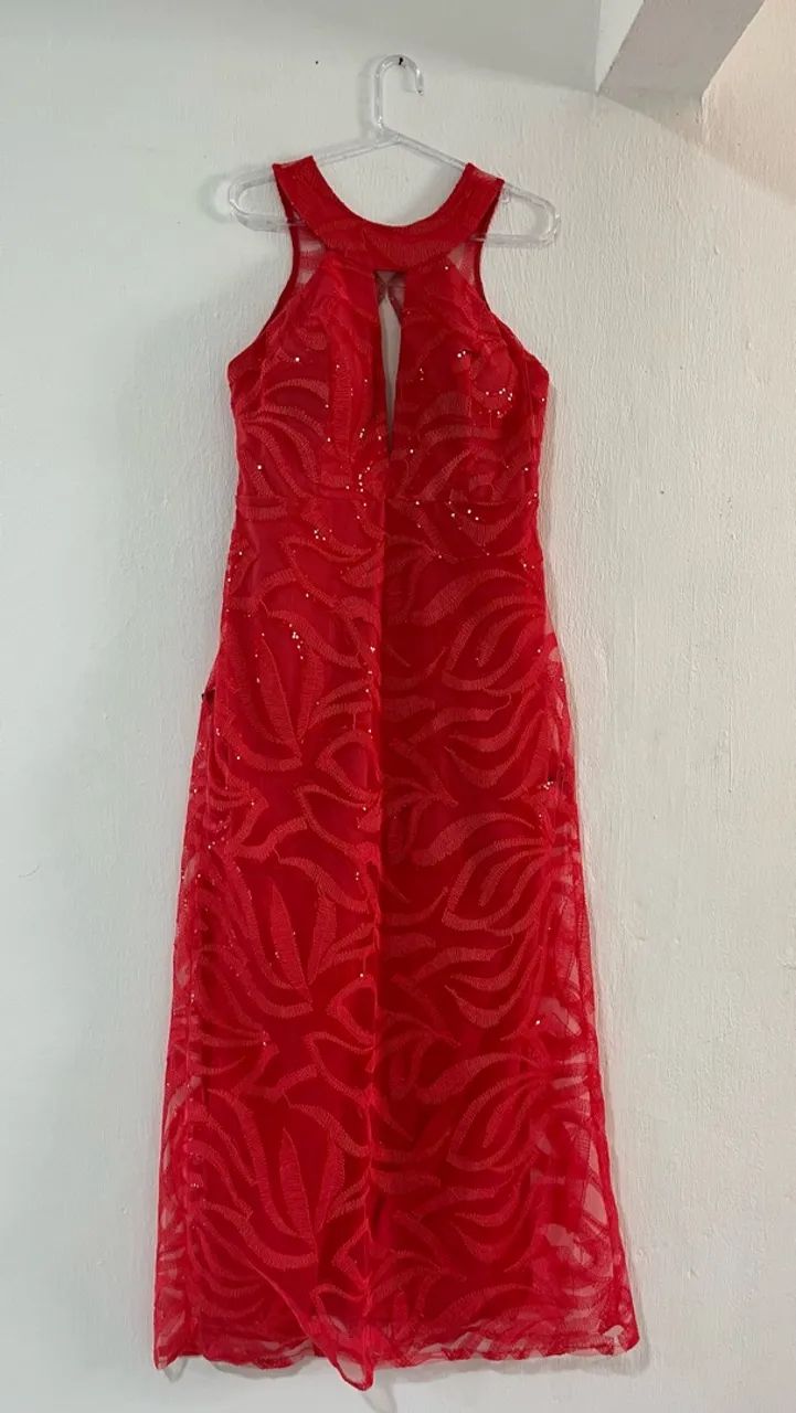 Vestido laranja bordado 
