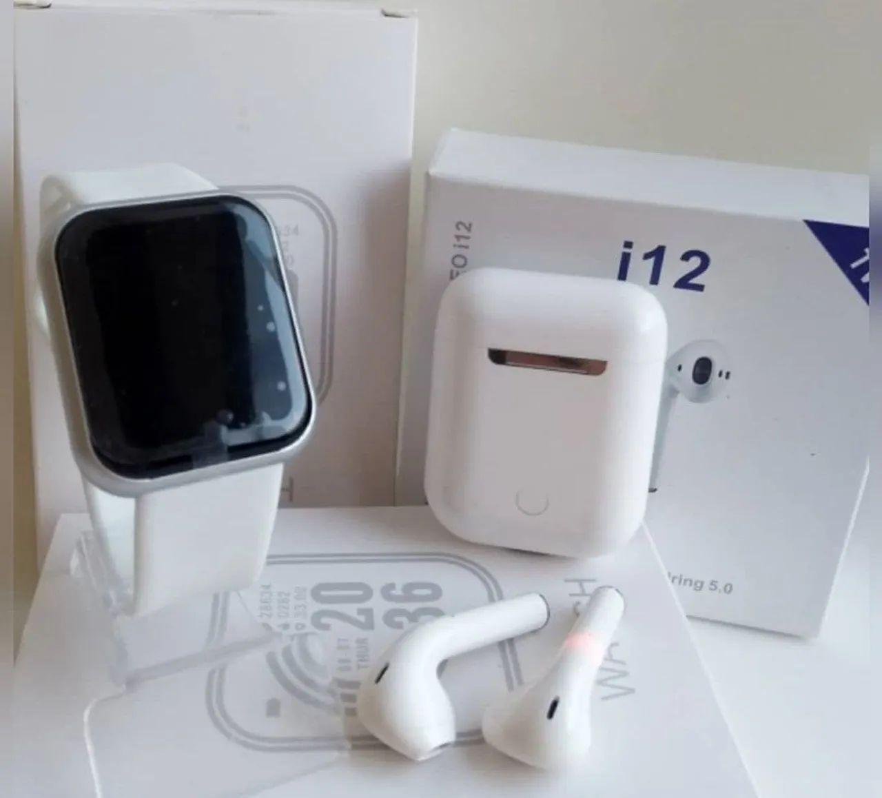 Fone bluetooth Inpods I12 + Smartwatch D20s 