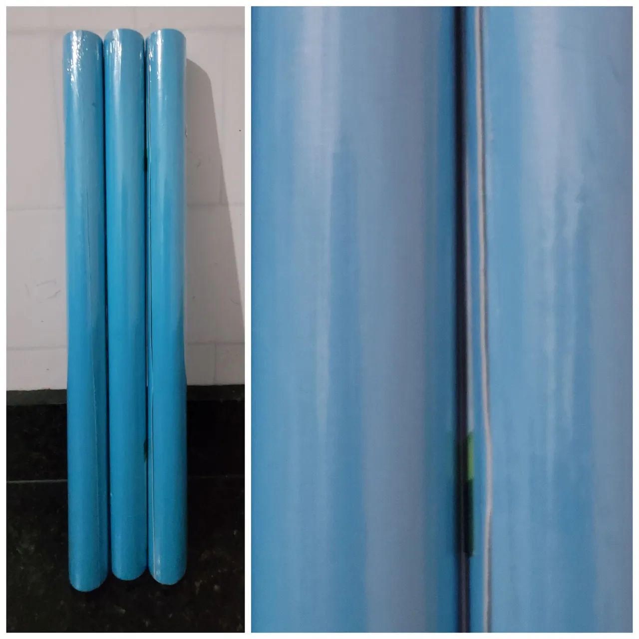 3 rolos de papéis de parede adesivo-azul 45cm x 2m