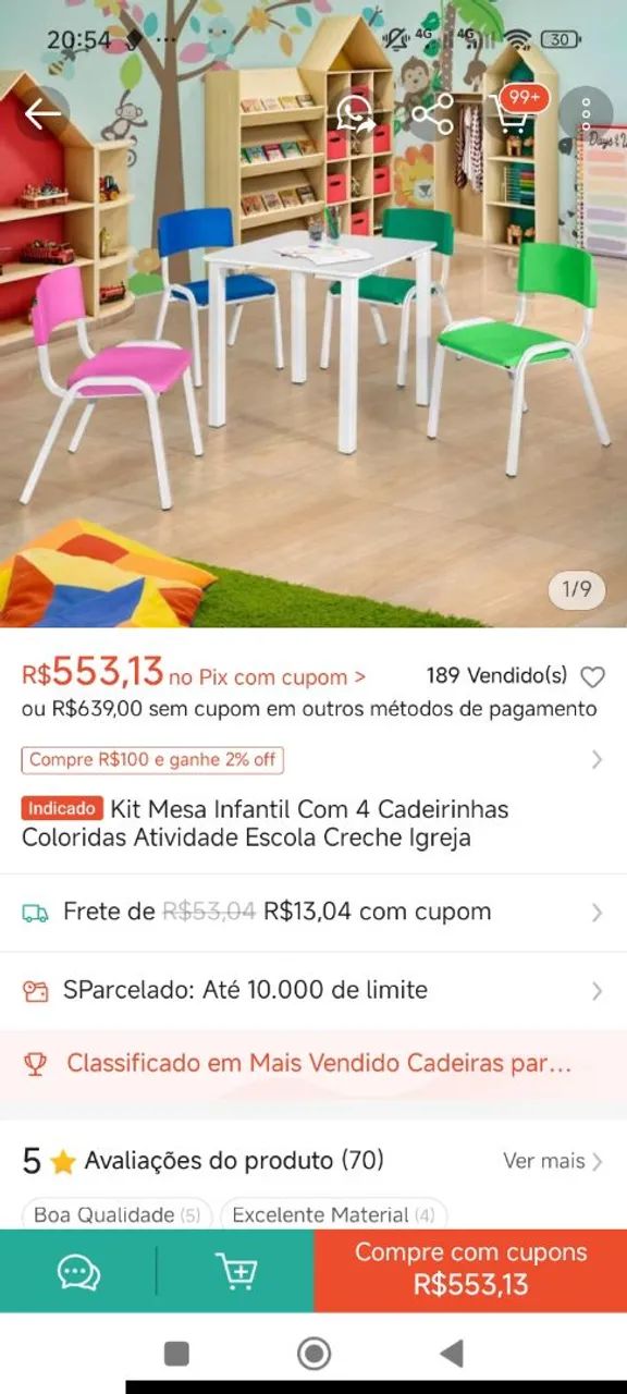 Mesinha e 4 cadeiras infantil  - Foto 2