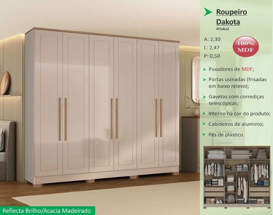 ROUPEIRO DAKOTA 2060 6P MDF - Foto 3