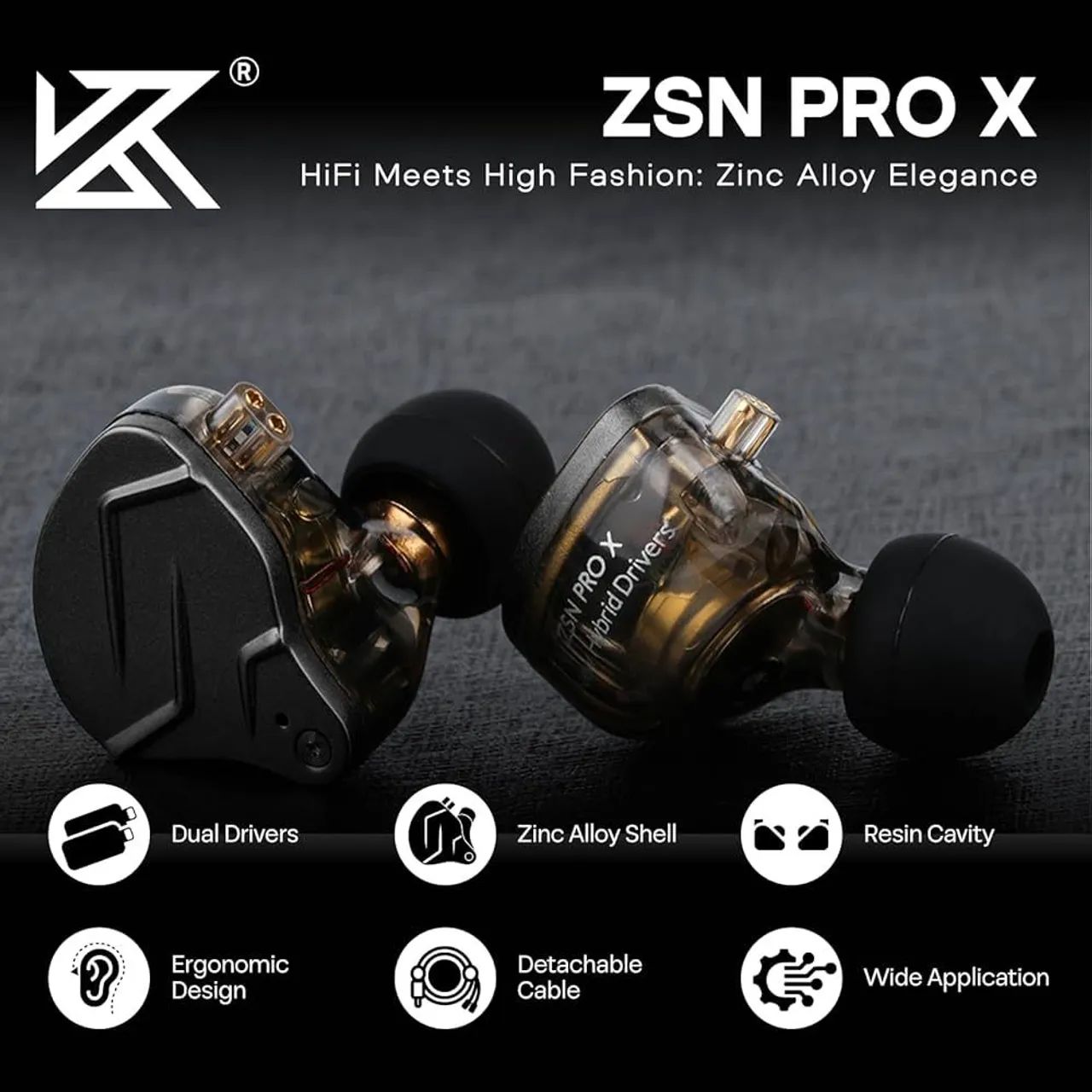 KZ ZSN PRO X BLACK COM MICROFONE - Fones de Ouvido - Cruz das