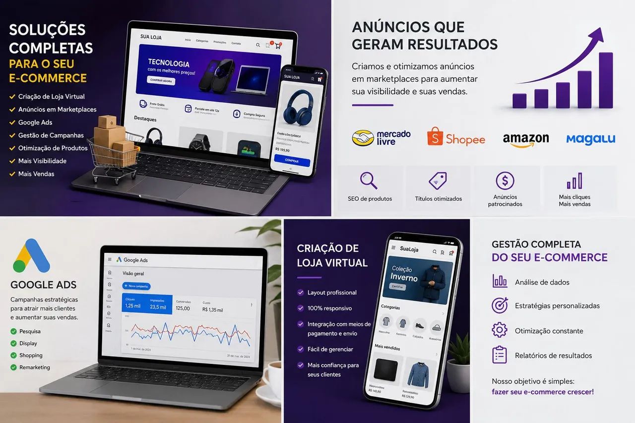 Especialista em E-commerce | Loja Virtual, Shopee, Mercado Livre e Google Ads