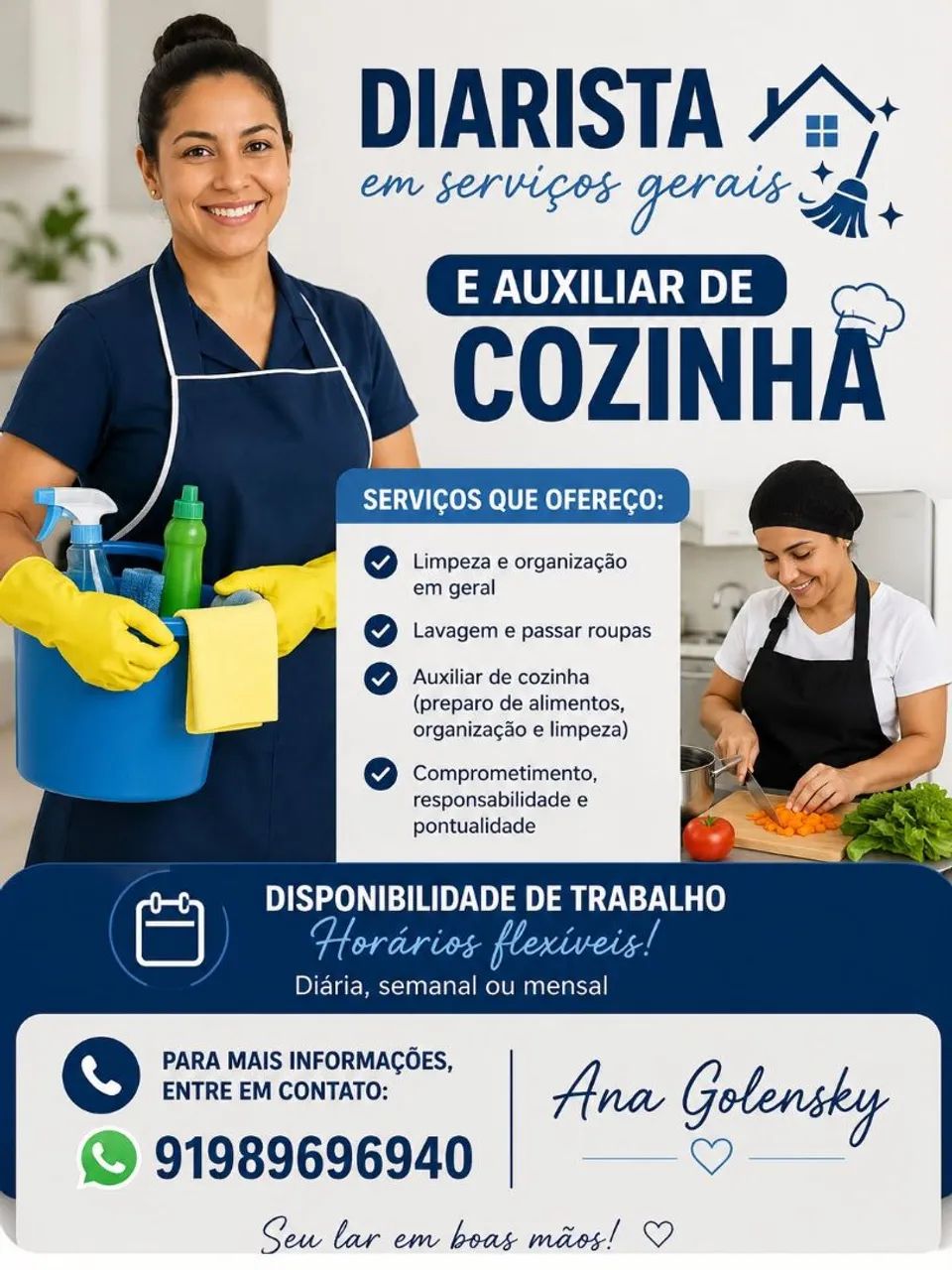 Diarista e auxiliar de cozinha 