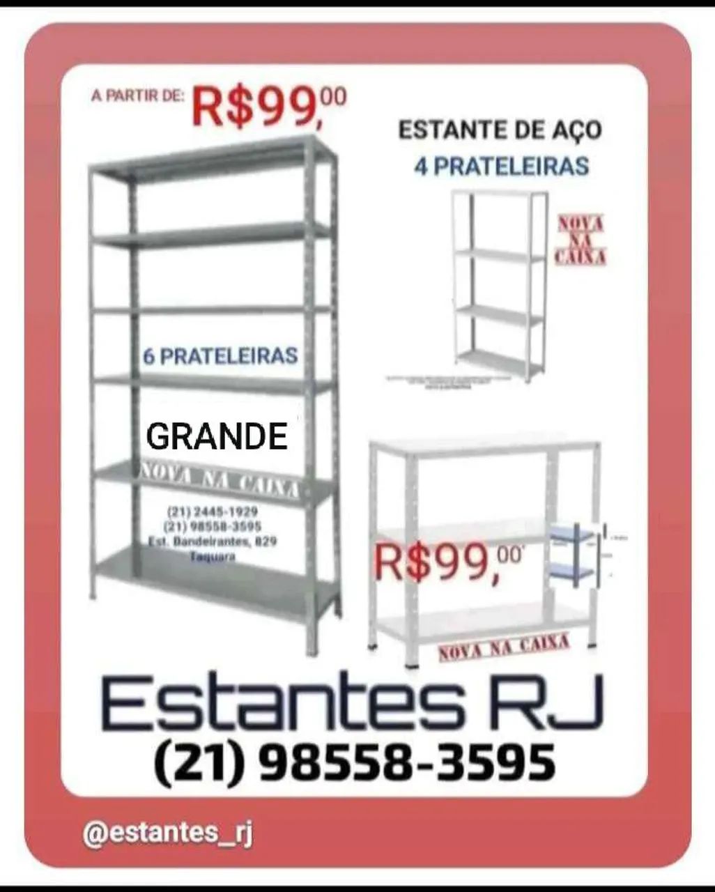 Estantes de Aço a partir de R$99,00 (Novas)