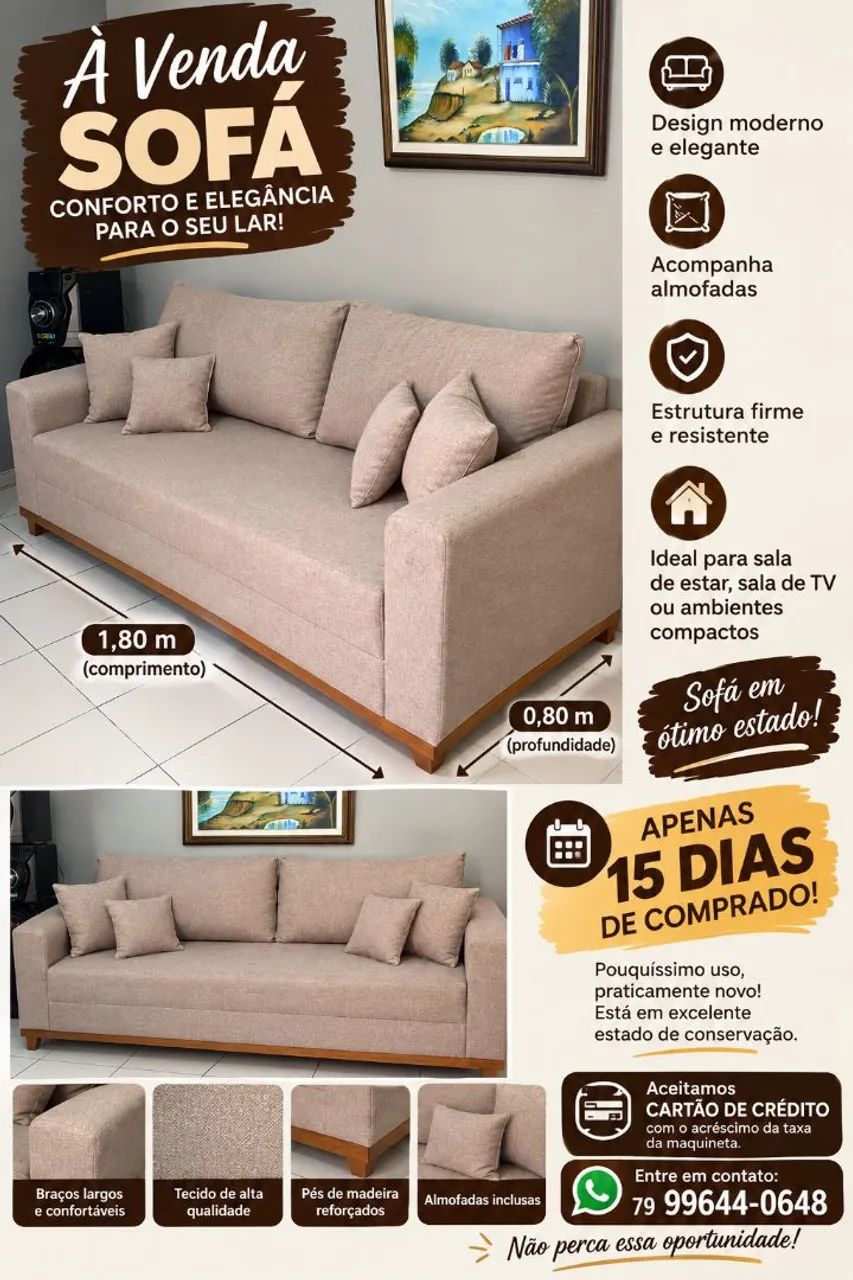 Sofá Moderno e Confortável 