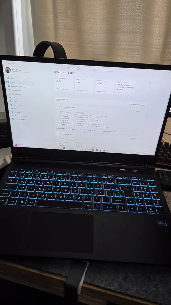 Notebook gamer Avell RTX 3060 i7 11800H