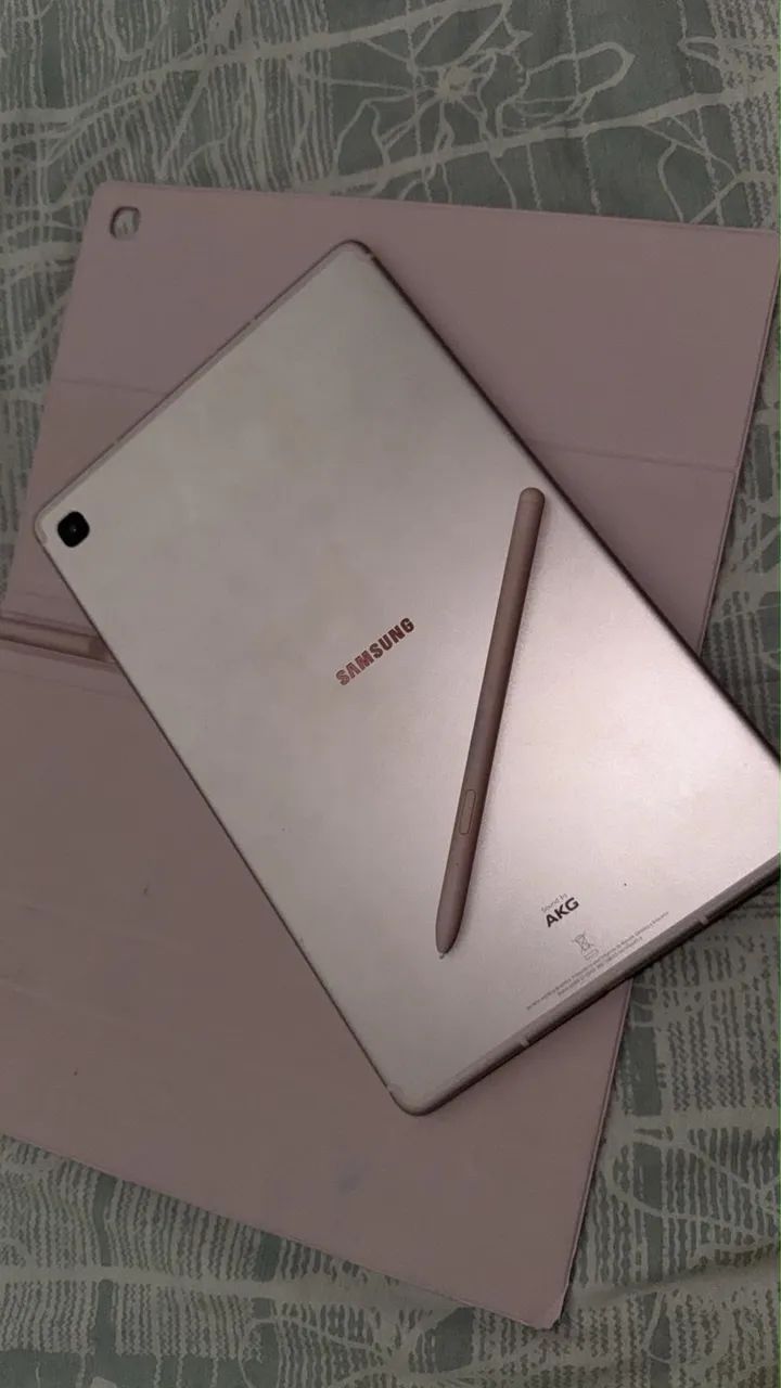 Tablet Samsung rose com caneta capa teclado