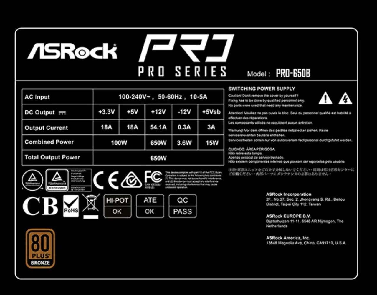 FONTE ASROCK PRO-650B (USADA) COM BRINDE - Foto 5