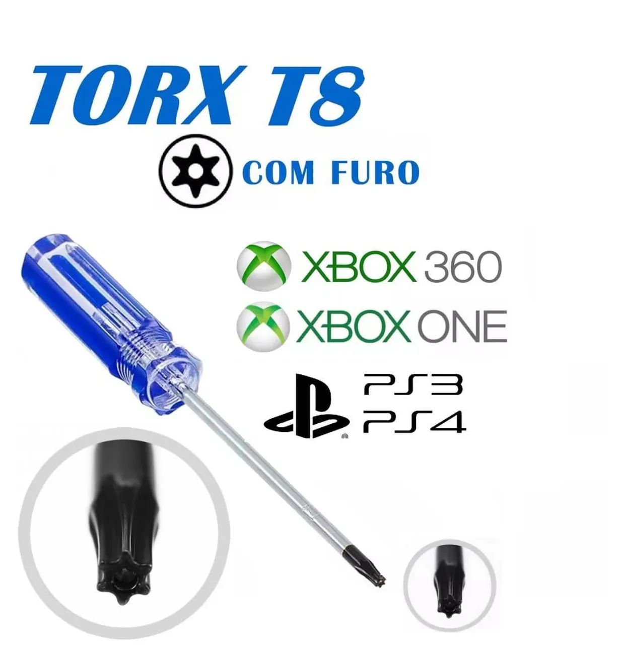 Chave T8 com furo para Ps e Xbox Novo