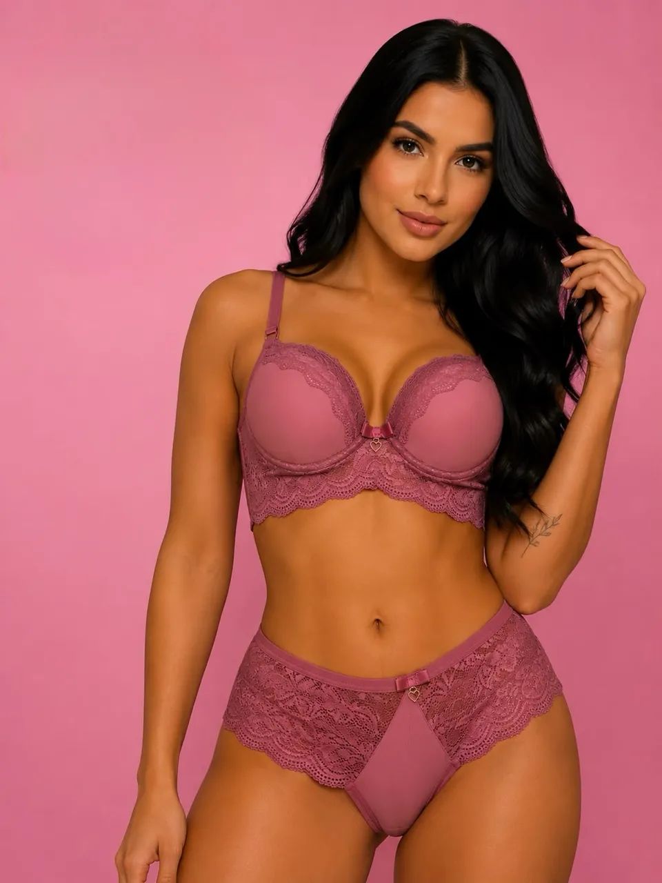Lingerie fio duplo renda lateral 
