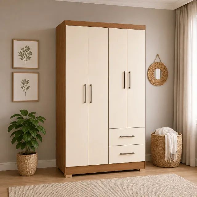 Guarda roupa solteiro 4 portas vitória 