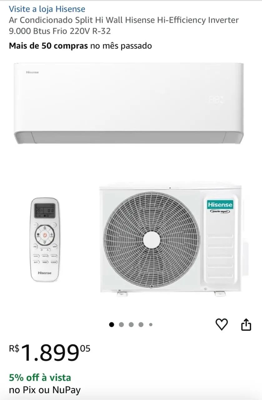 AR-CONDICIONADO 9.000 BTUS HISENSE 