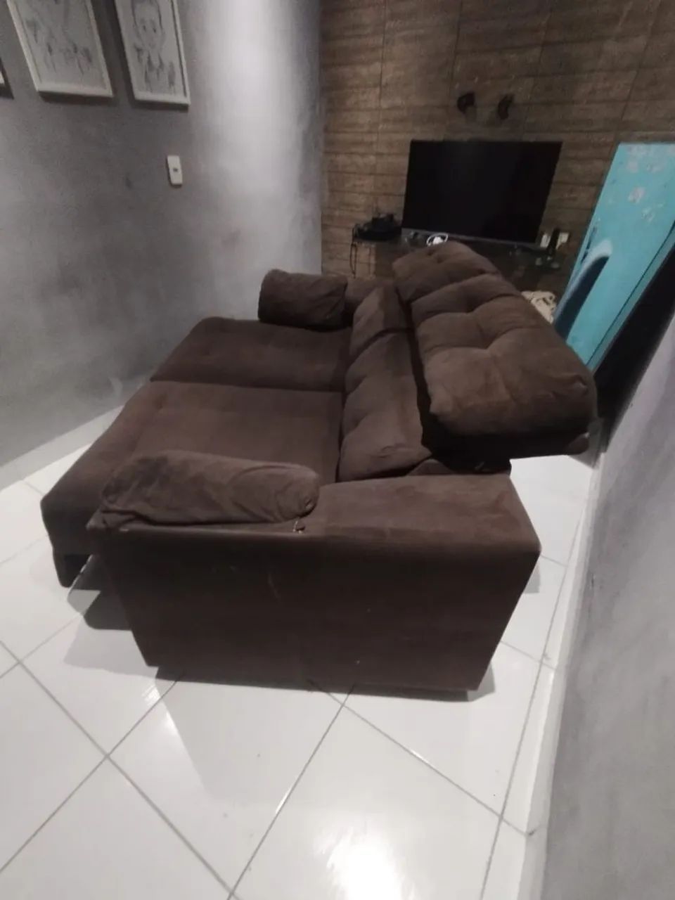 SOFÁ RETRÁTIL - COR MARROM TEXTURIZADO - Foto 4