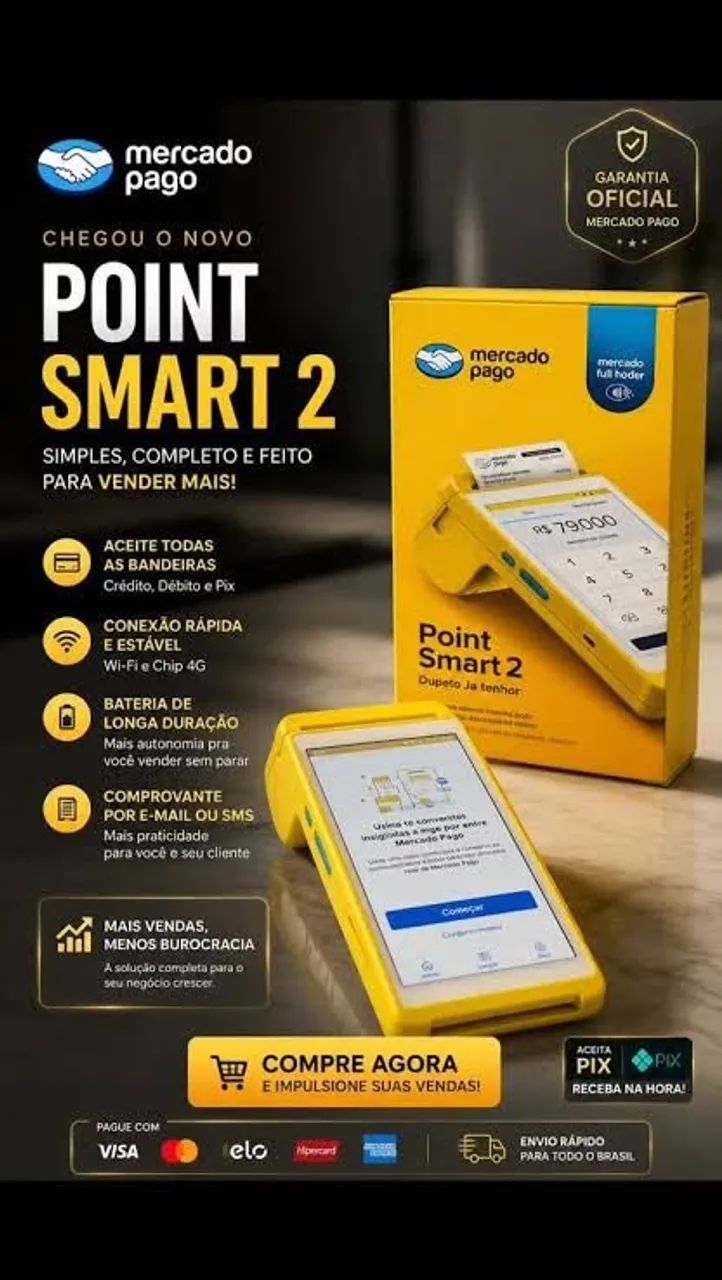  Máquina de Cartão Mercado Pago Point Smart 2 - Foto 4