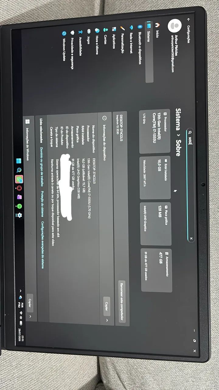 Notebook Dell Inspiron 15 i7 16gb - Notebooks - Bom Jesus, São