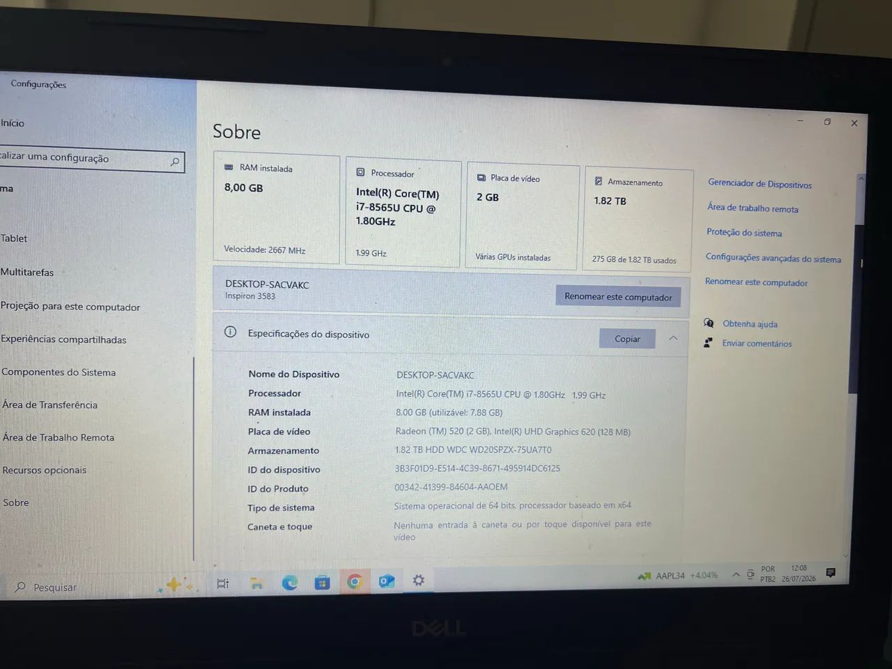 Notebook Dell i7 Inspiron 3583  - Foto 4
