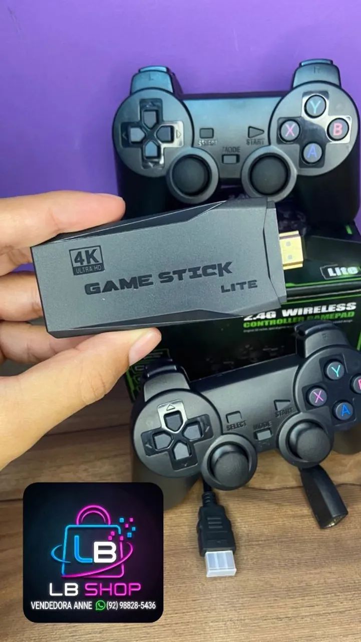 Game Stick com 10 mil jogos e 2 controles  - Foto 3