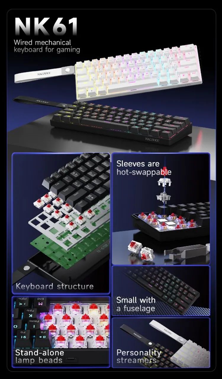 Teclado Mecânico Nacodex Ajazz Nk61 - Foto 4