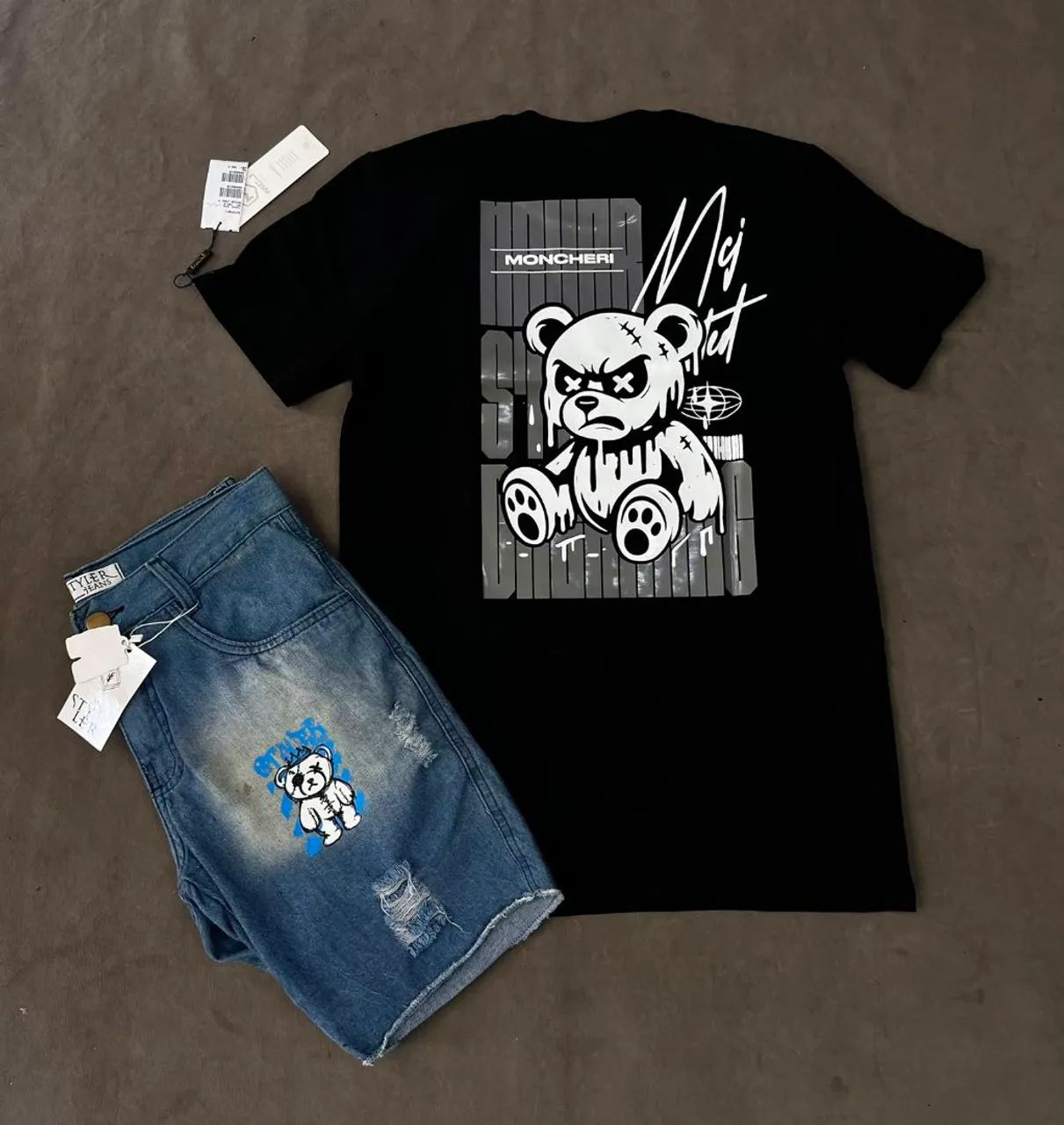 Kits de bermudas jeans e camisa personalizadas - Foto 2