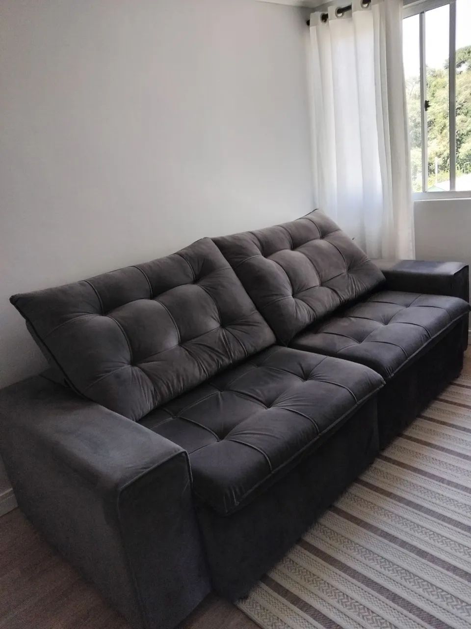 Sofá Retrátil Cinza - Foto 4