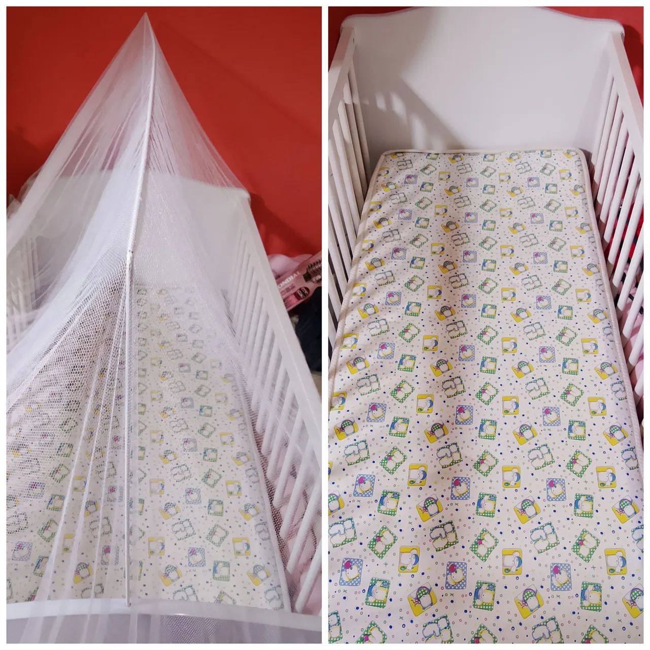 Berço semi novo com mosqueteiro 