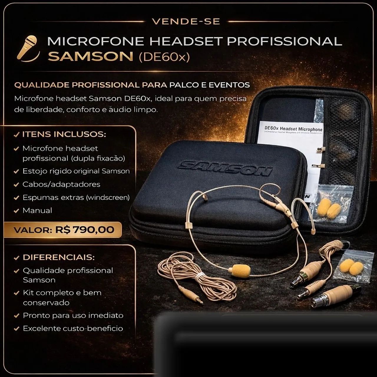 Microfone Headset SAMSOM DE60x