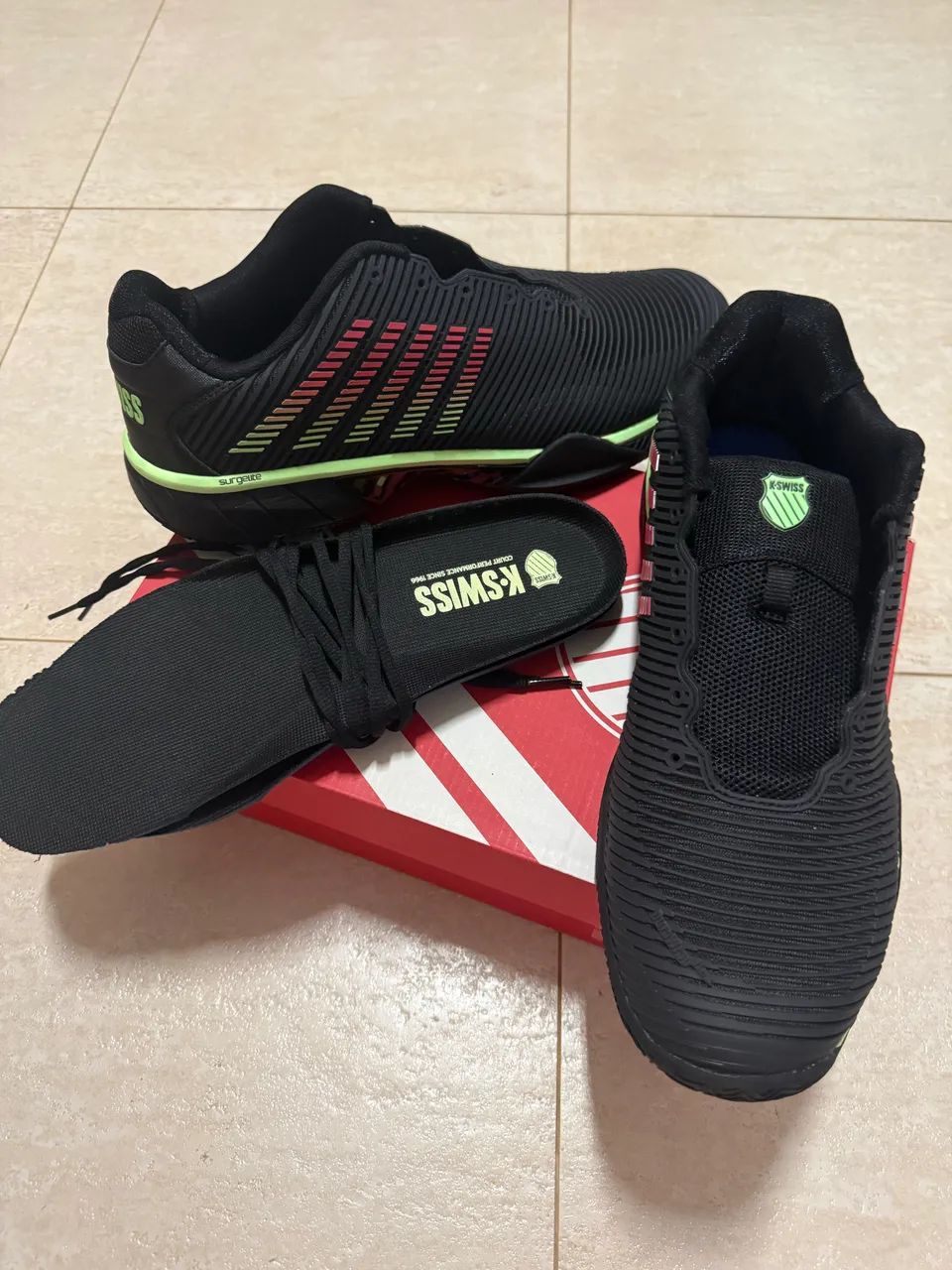 Tênis K Swiss Hypercourt Express 2.NOVO. Tam 46. Preto Verde Neon