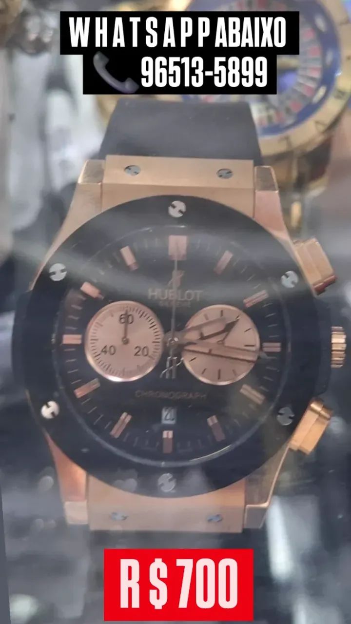 Relógio HUBLOT CHROGRAPH MULTIFUNCIONAL ROSE GOLD