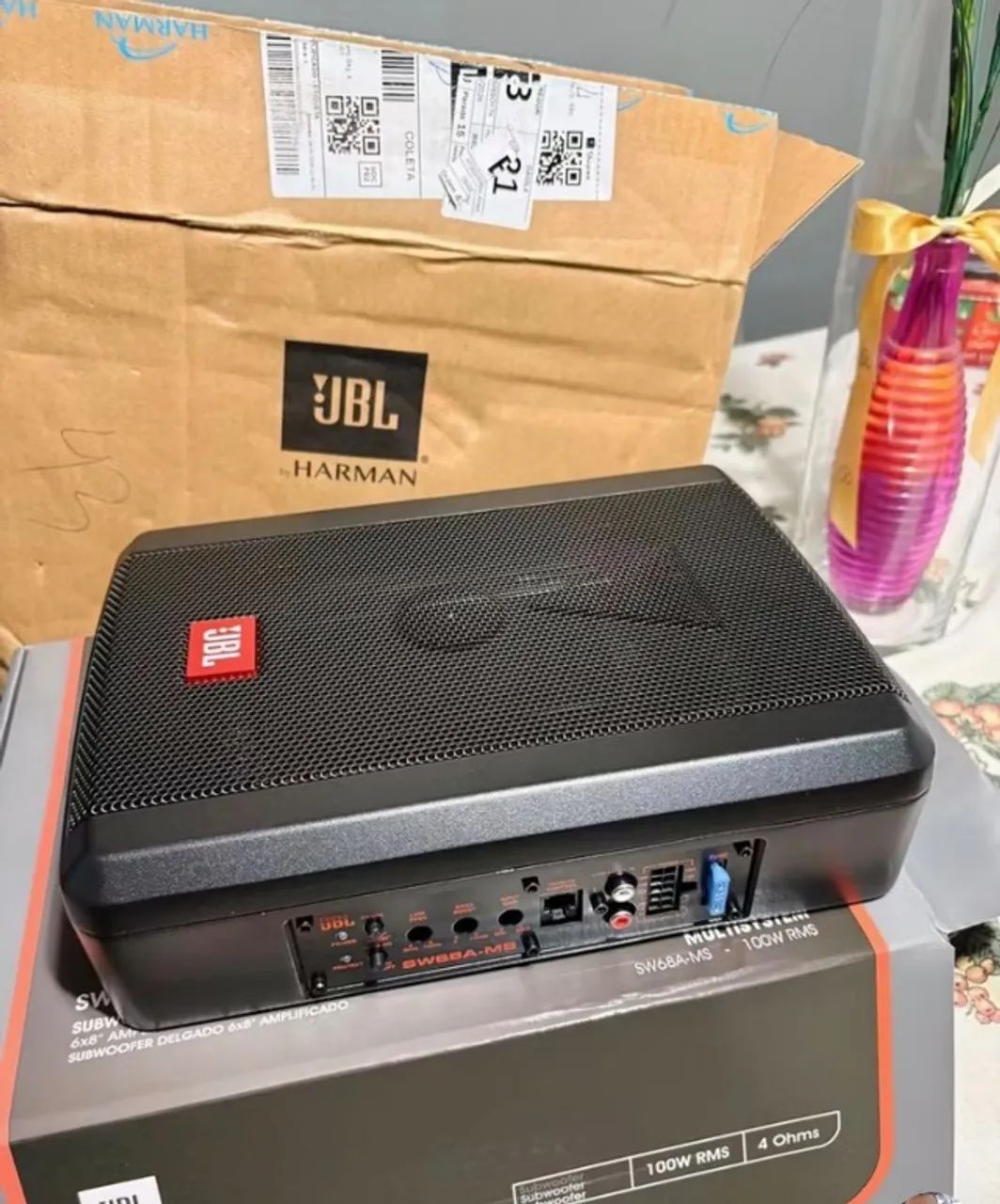 Caixa Slim Subwoofer JBL Sw68a-ms 100w Selada Sub Grave Automotivo 8 Polegadas - Foto 2